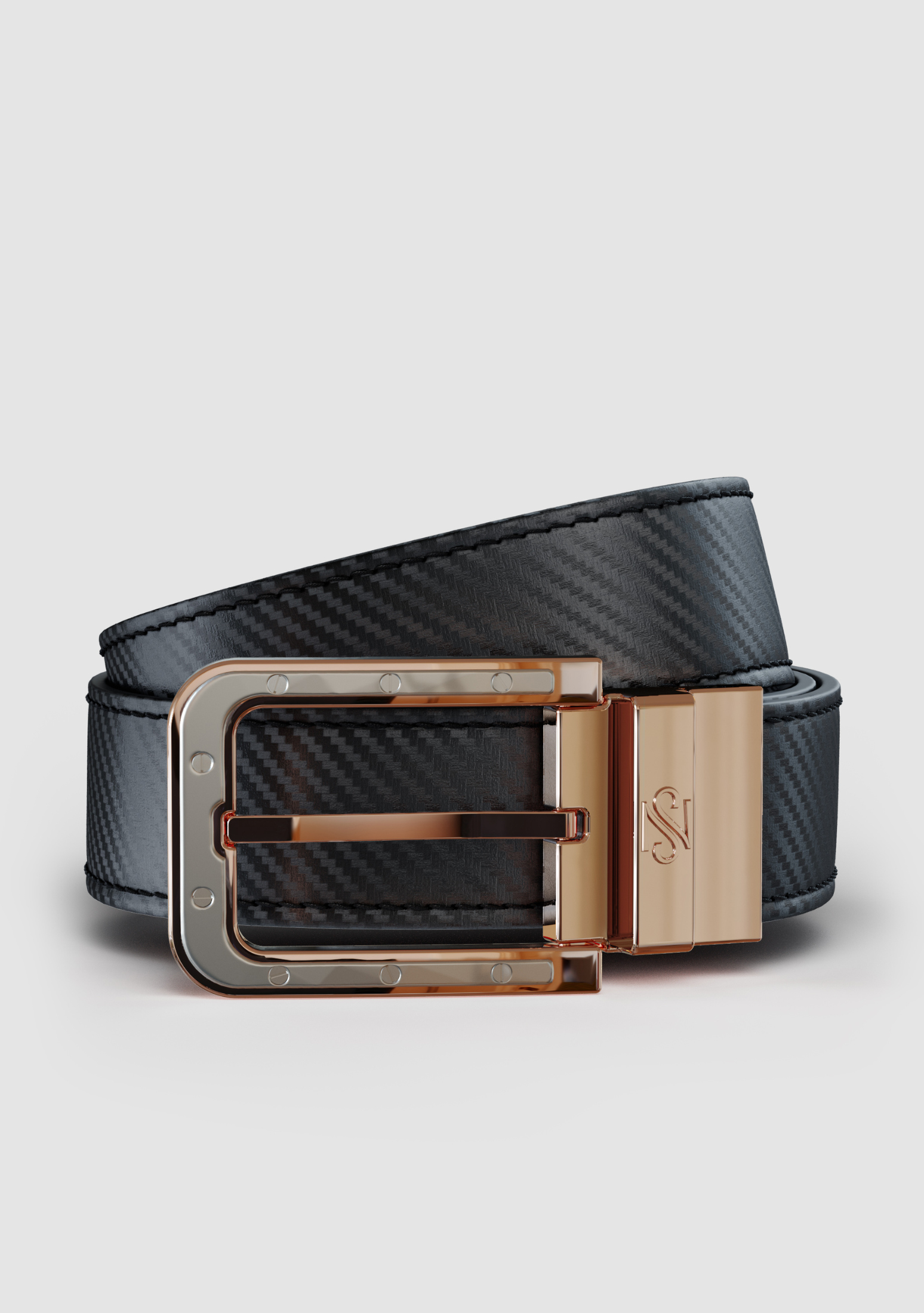 Odysseus Rose Gold Black & Carbon Belt